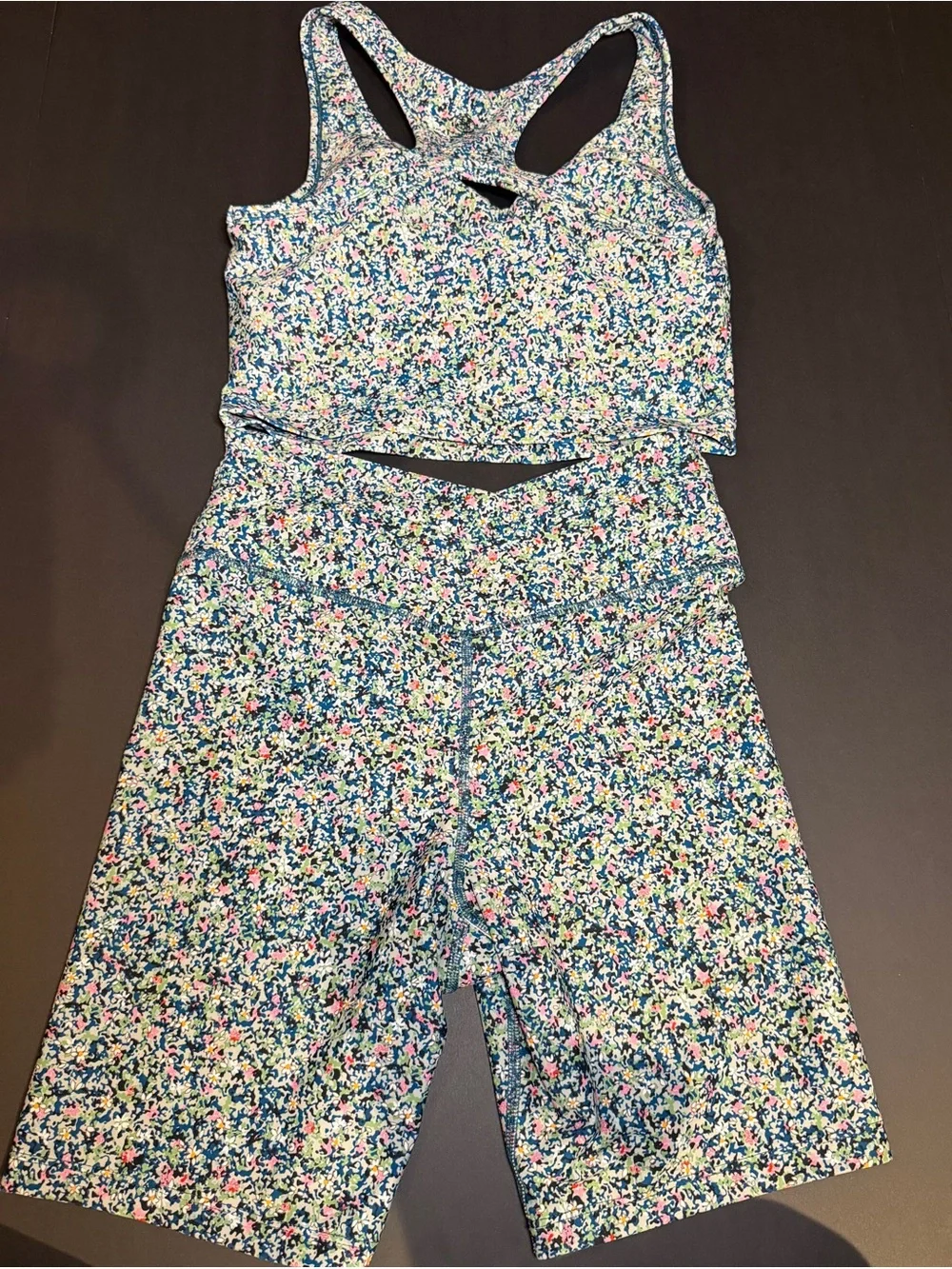 SAGE Collective Floral Sports Bra & High-Waist Biker Short Set - Multicolor
